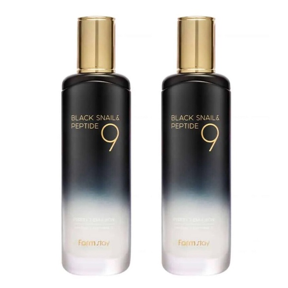 Lot 2x New Korean FarmStay Black Snail & Peptide9 Perfect Emulsion 120ml Mucin